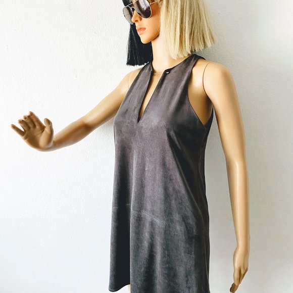 Micromini Shift Dress | Petite Mini Dress | Micro Suede Dress | Velour Dress | S - Picture 6 of 10